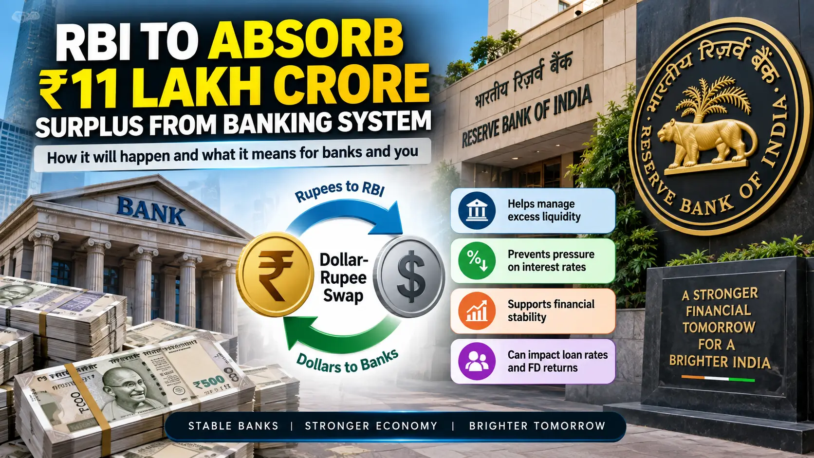 Banking System: How RBI Plans to Absorb ₹11 Lakh Crore Surplus Liquidity and What It Means for Banks